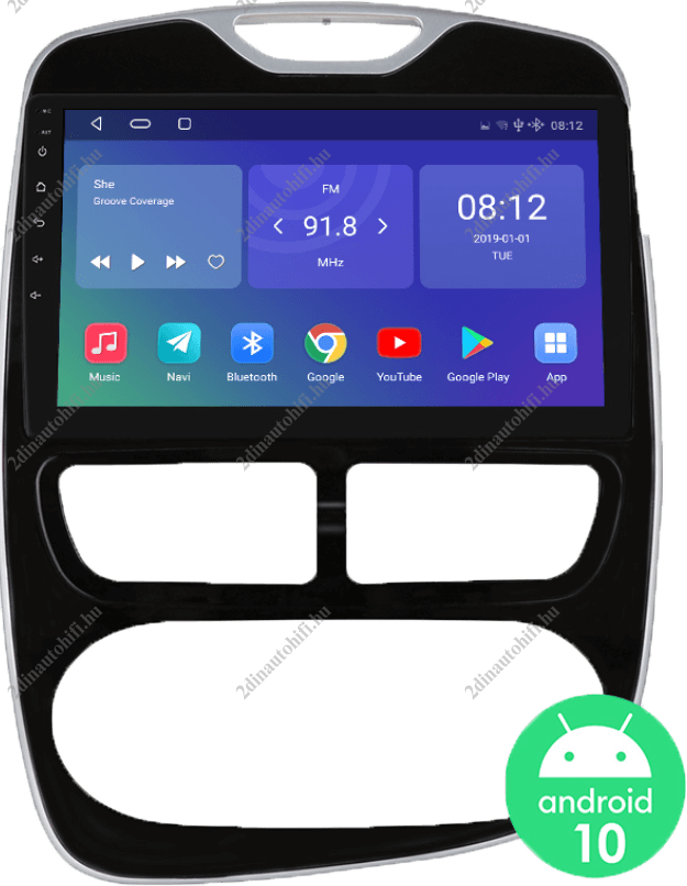 – típus specifikus autóhifi Renault Clio (2012-2016) 10″ érintős magyar menüs Android autórádió gyári helyére