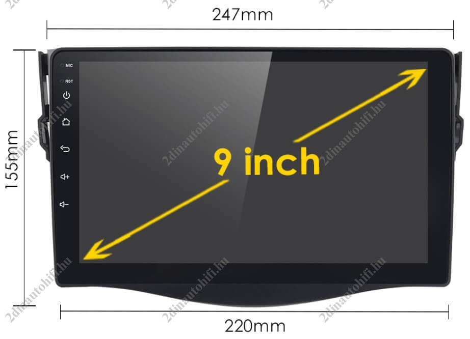– típus specifikus autóhifi Toyota RAV4 (2006-2012) 9″ magyar menüs GPS Android autórádió gyári helyére