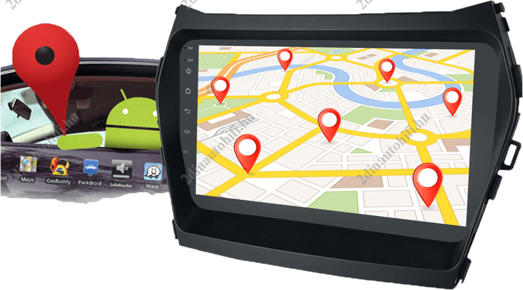 – típus specifikus autóhifi Hyundai iX45 Santa Fe (2013-2017) 9″-os magyar menüs Android GPS autórádió navigációval