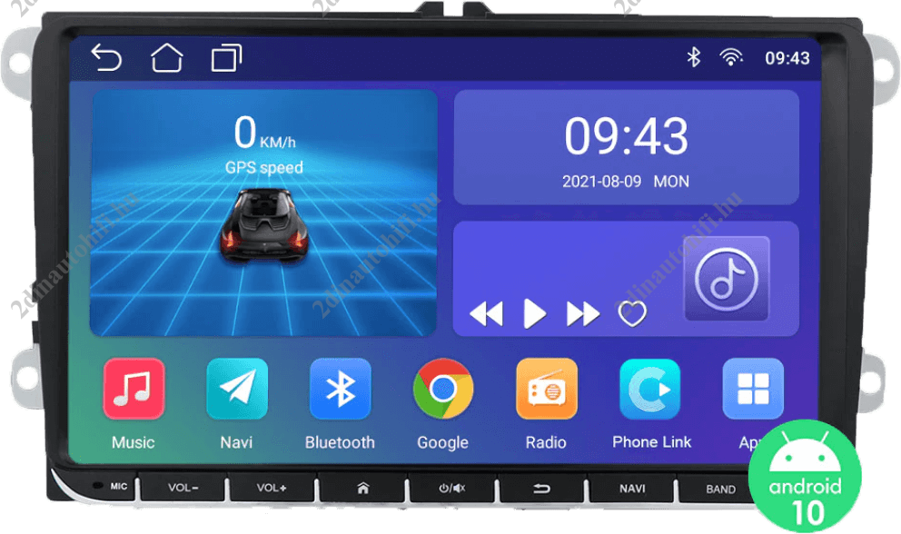 – típus specifikus autóhifi VW Skoda Seat hatalmas kijelzős 2 DIN Autórádió magyar Android rendszerrel CAN adapter kormányvezérlés Wifi Bluetooth DSP
