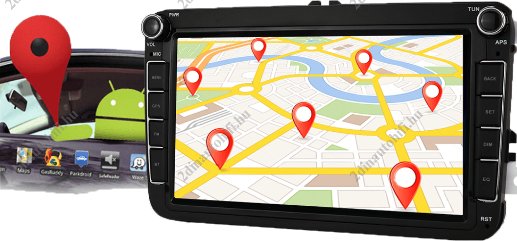 – típus specifikus autóhifi VW Skoda Seat 2 DIN Autórádió 8″-os kijelzős magyar Android rendszerrel CAN BUS adapter kormányvezérlés Wifi Bluetooth DSP