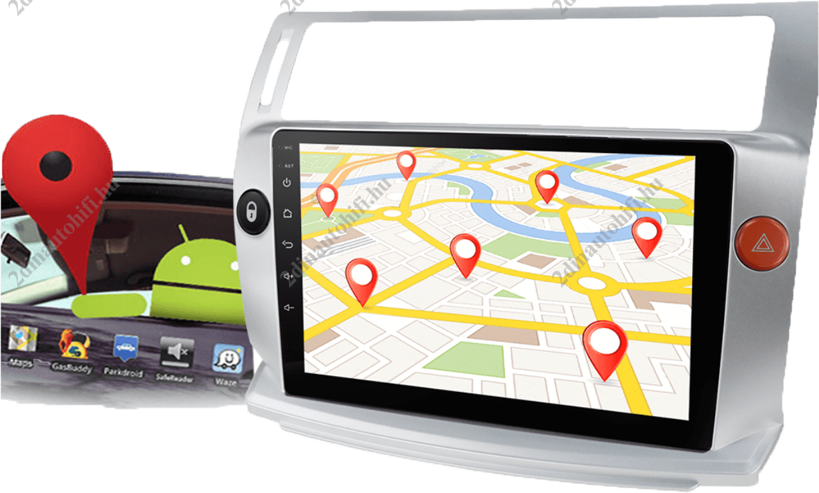 – típus specifikus autóhifi Citroen C4 (2004-2009) 9″-os magyar menüs Android GPS autórádió navigációval Wifi DSP Bluetooth