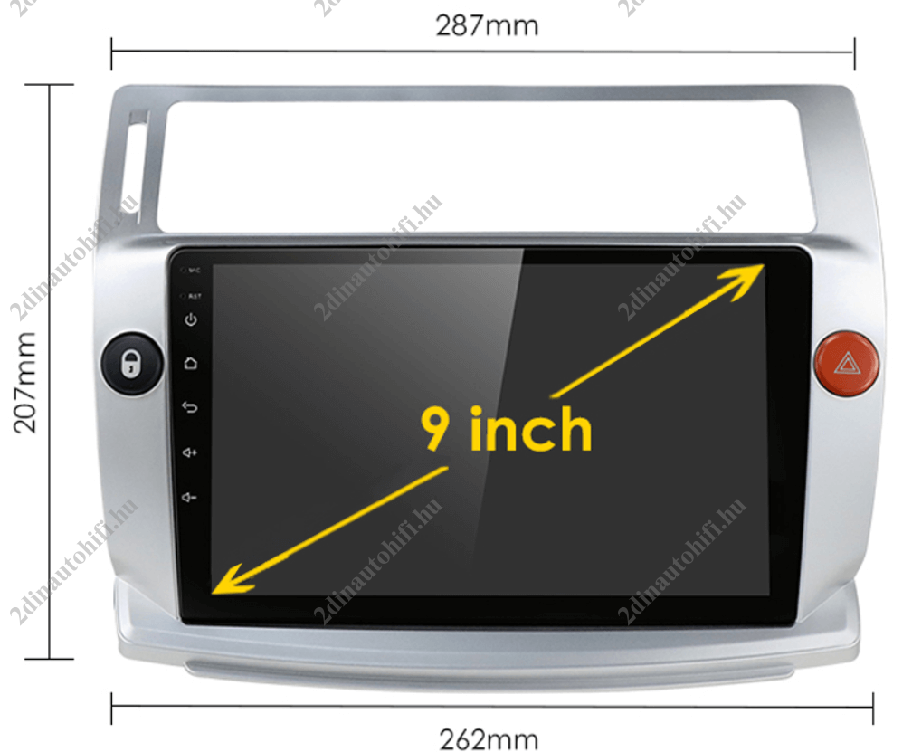 – típus specifikus autóhifi Citroen C4 (2004-2009) 9″-os magyar menüs Android GPS autórádió navigációval Wifi DSP Bluetooth