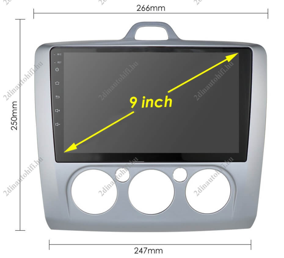– típus specifikus autóhifi Ford Focus MK2 MK3 (2004-2011) 9″ magyar menüs GPS Android autórádió gyári helyére (manuális klímáshoz)