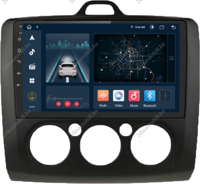 – típus specifikus autóhifi Ford Focus MK2 MK3 (2004-2011) 9″ magyar menüs GPS Android autórádió gyári helyére (manuális klímáshoz)