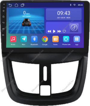 – típus specifikus autóhifi Peugeot 207 (2006-2015) 9″ érintős magyar menüs Android rendszerrel GPS autóhifi gyári helyére