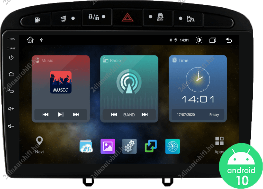 – típus specifikus autóhifi Peugeot 308 408 (2012-2020) 9″ érintős magyar menüs Android rendszerrel GPS autóhifi gyári helyére