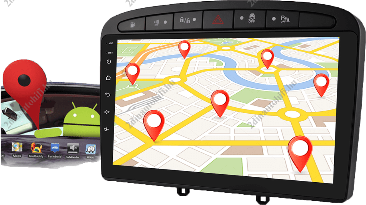 – típus specifikus autóhifi Peugeot 308 408 (2012-2020) 9″ érintős magyar menüs Android rendszerrel GPS autóhifi gyári helyére