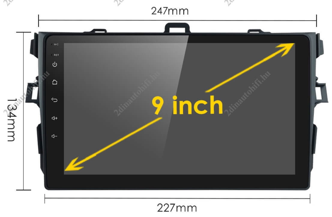 – típus specifikus autóhifi Toyota Corolla (2007-2011) 9″-os magyar menüs Android GPS autórádió navigációval Wifi DSP Bluetooth