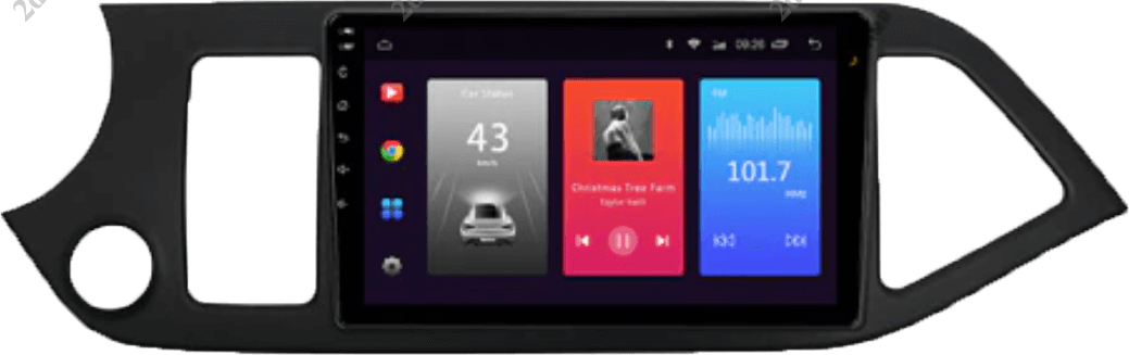 – típus specifikus autóhifi KIA Picanto RIO (2011-2015) 9″-os magyar menüs Android GPS autórádió navigációval Wifi DSP Bluetooth