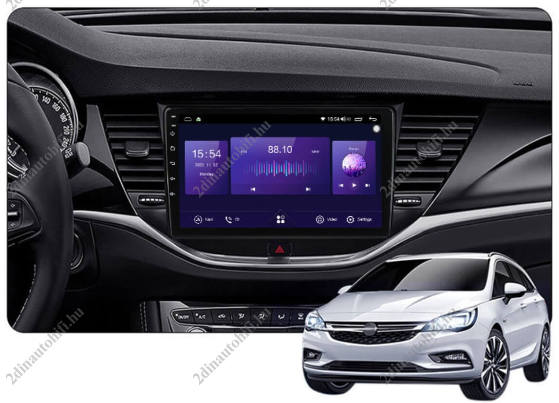 – típus specifikus autóhifi Opel Astra K (2015-2020) 9″-os kijelzős 2 DIN Autórádió magyar Android rendszerrel CAN adapter kormányvezérlés Wifi Bluetooth DSP