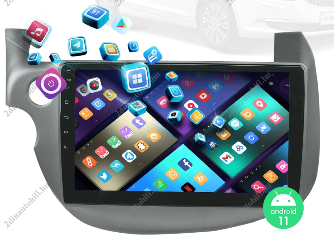 – típus specifikus autóhifi Honda Jazz (2007-2014) 10″-os kijelzős 2 DIN Autórádió magyar Android rendszerrel Wifi Bluetooth DSP