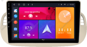 – típus specifikus autóhifi Fiat 500 (2007-2015) 9″-os kijelzős 2 DIN Autórádió magyar Android rendszerrel Wifi Bluetooth DSP