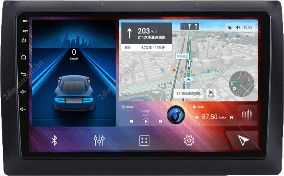 – típus specifikus autóhifi Fiat Stilo (2001-2010) 9″-os magyar menüs Android GPS autórádió navigációval CAN BUS vezérléssel