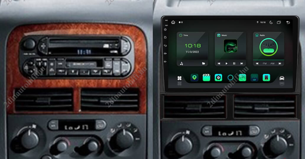 – típus specifikus autóhifi Jeep Cherokee (2011-2016) 10″-os autórádió magyar Android rendszerrel CAN adapter kormányvezérlés Wifi Bluetooth