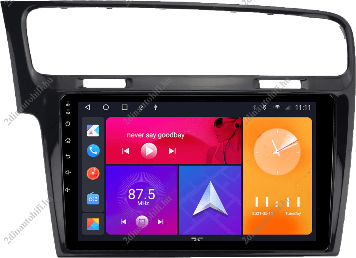– típus specifikus autóhifi VW Golf 7 (2013-2016) 10″-os kijelzős 2 DIN Android Autóhifi magyar nyelvű rendszerrel Wifi Bluetooth DSP