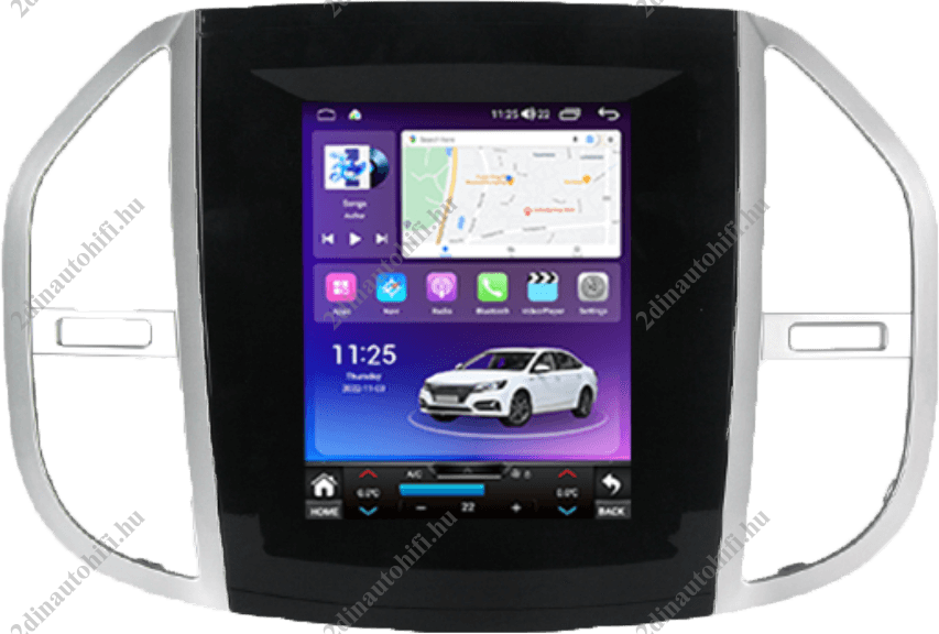 – típus specifikus autóhifi Mercedes Vito 3 W447 (2014-2020) hatalmas “Tesla style” kijelzős Android Autóhifi fejegység magyar menüvel GPS navigációs autórádió