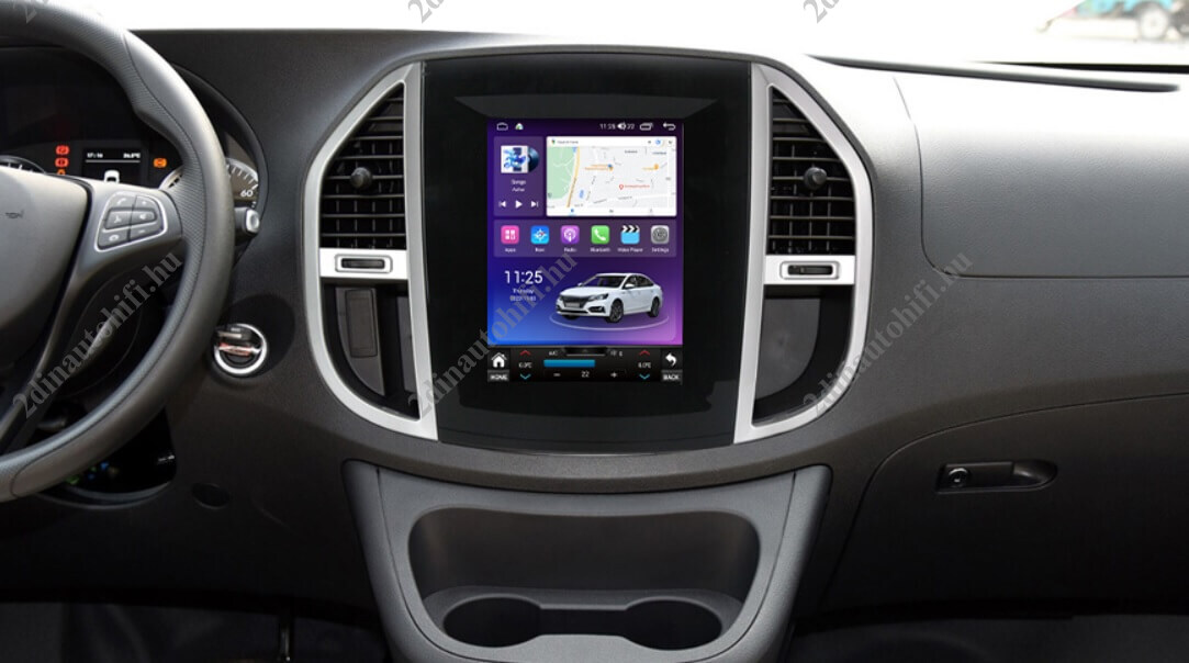 – típus specifikus autóhifi Mercedes Vito 3 W447 (2014-2020) hatalmas “Tesla style” kijelzős Android Autóhifi fejegység magyar menüvel GPS navigációs autórádió - Image 9