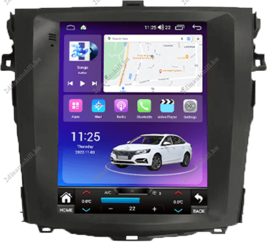 – típus specifikus autóhifi Toyota Corolla (2006-2013) hatalmas “Tesla style” kijelzős Android Autóhifi fejegység magyar menüvel GPS navigációs autórádió DSP wifi bluetooth