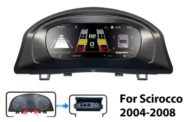 – típus specifikus autóhifi VW Scirocco (2009-2016) digitális kilométeróra csoport 10,25