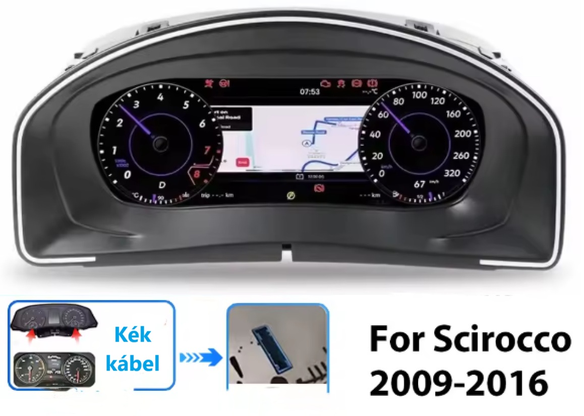 – típus specifikus autóhifi VW Scirocco (2009-2016) digitális kilométeróra csoport 10,25